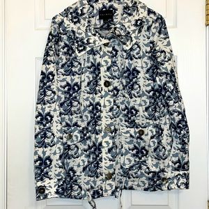 Tribal Blue ArmyPrint Button Up Light WindBreaker